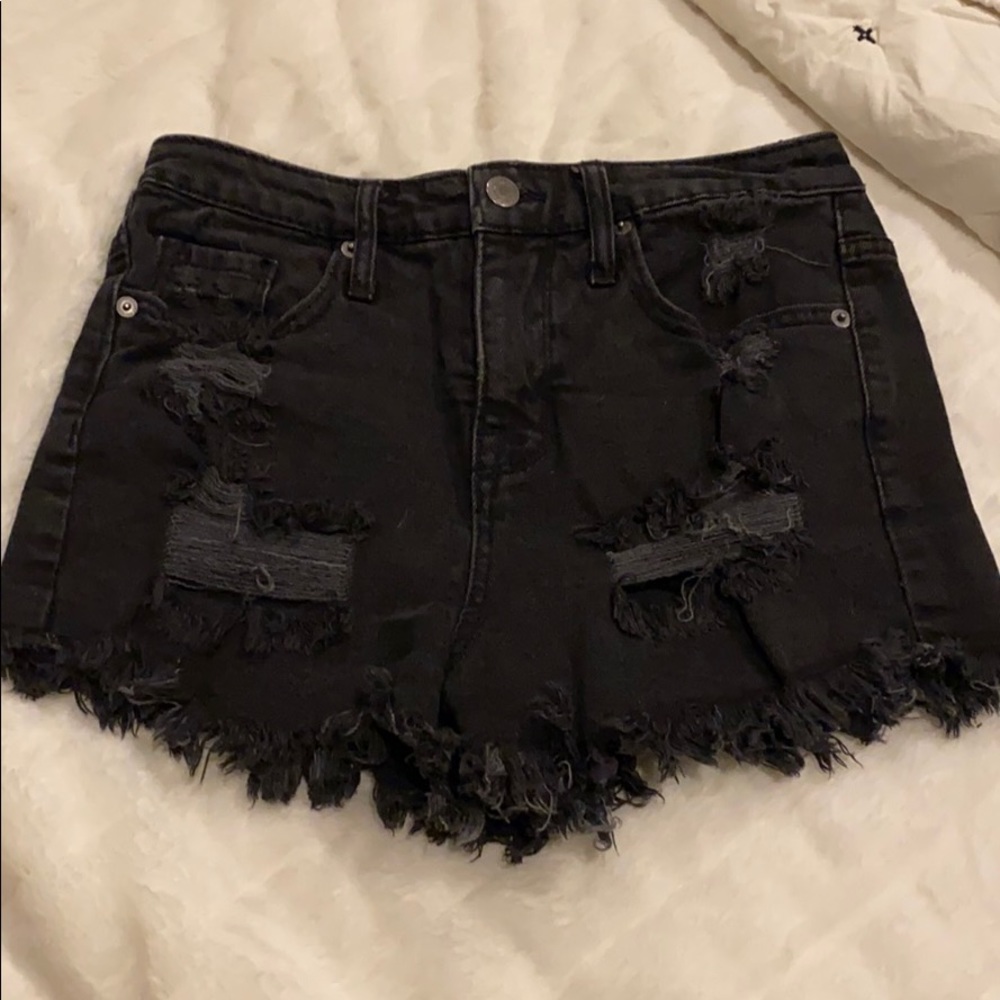 High rise distressed shorts